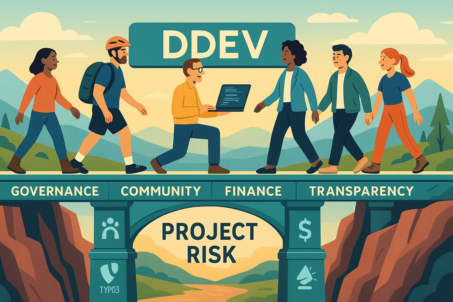 Pillars of DDEV Sustainability, Governance, Community, Finance, Transparency